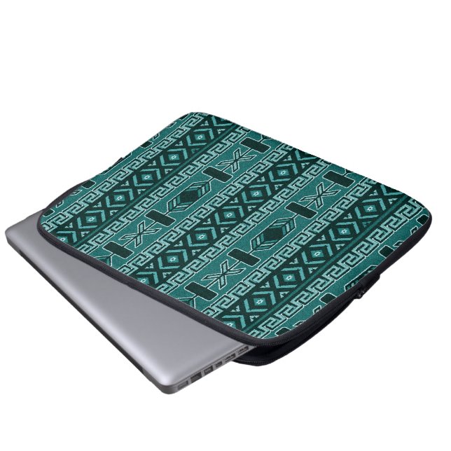 Capa Para Notebook Teal E Preto De Padrão Tribal (Frente Inferior)