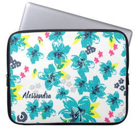 Capa Para Notebook Teal e Rosa Tropicais Personalizados