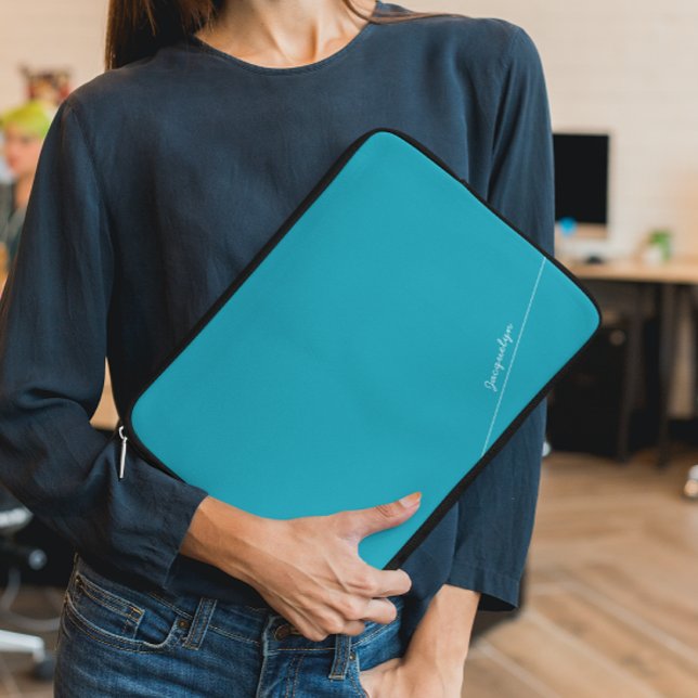 Capa Para Notebook Teal Elegante com Bolsa de laptop de Nome (Criador carregado)