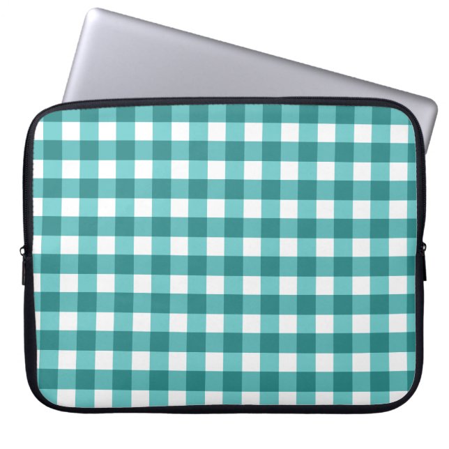 Capa Para Notebook Teal Gingham (Frente)
