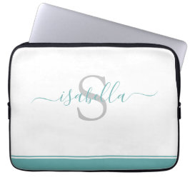 Capa Para Notebook Teal Moderno Simples Na moda Monograma