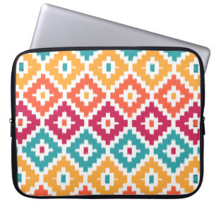 Capa Para Notebook Teal Orange Aztec Tribal Impressão Ikat Diamond Pa