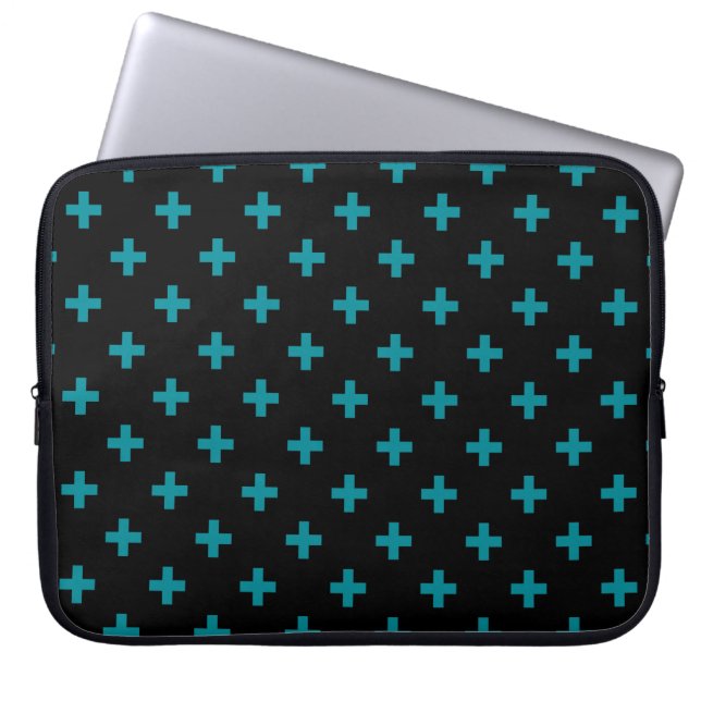 Capa Para Notebook Teal polka cruza em preto (Frente)
