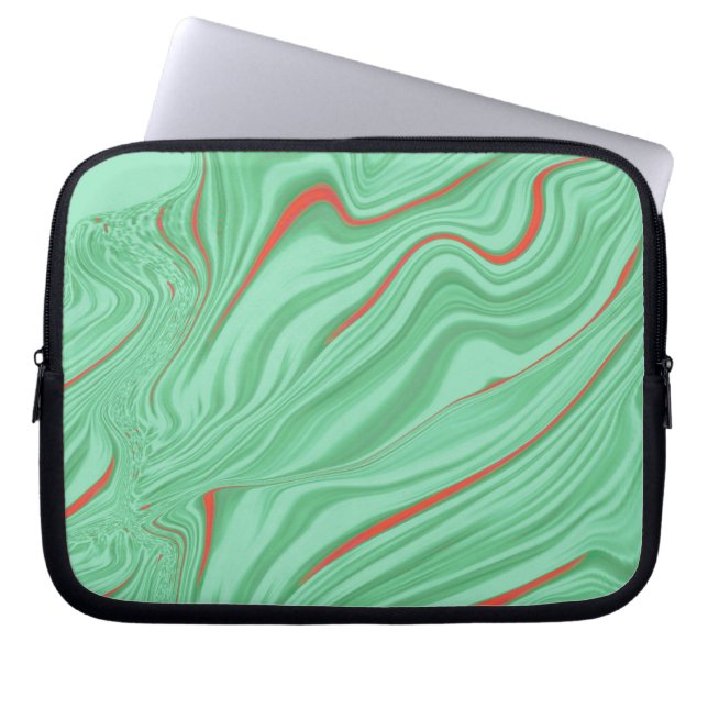 Capa Para Notebook Tecido em curvas com tons de verde menta claro (Frente)