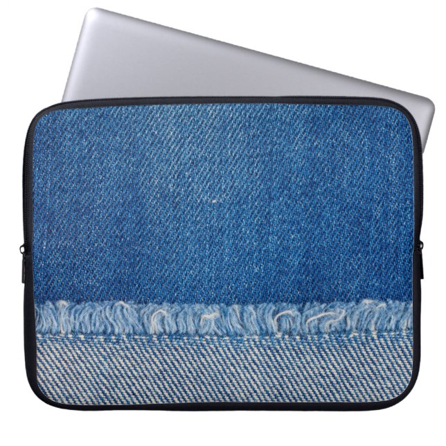 Capa Para Notebook Tecido Jeans azuis Fundo, textura Denim (Frente)