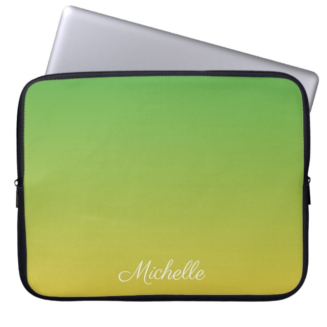 Capa Para Notebook Tecido verde e amarelo personalizado (Frente)