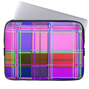 Capa Para Notebook Tecido xadrez rosa padrão de tecido madras