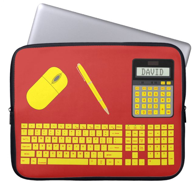 Capa Para Notebook Teclado, mouse, calculador e gráfico de Caneta (Frente)
