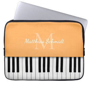 Capa Para Notebook Teclado Piano Laranja Personalizado Monograma