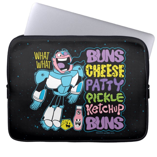 Capa Para Notebook Teen Titans Go! | Cyborg Burger Rap (Frente)