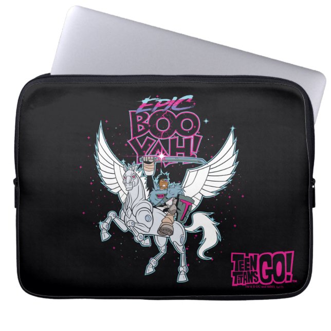 Capa Para Notebook Teen Titans Go! | Guerreiro Cyborg Riding Pegasus (Frente)