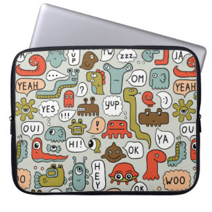 Capa Para Notebook tela de fundo contínua com monstros bonitos de des