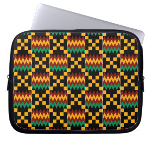 Capa Para Notebook Tela do Kente Preta, Verde, Vermelha e Amarela