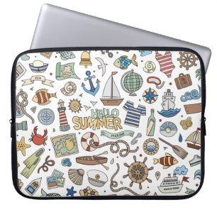 Capa Para Notebook Tema Náutico de Verão na Praia