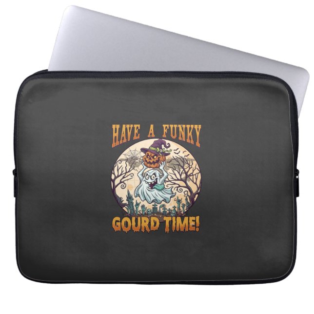 Capa Para Notebook Tempo de Abóbora Fantasma Cemitério Funky (Frente)