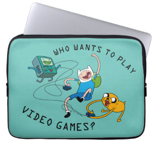 Capa Para Notebook Tempo de Aventura   Finn & Jake Play Com BMO