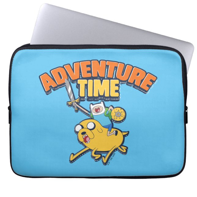 Capa Para Notebook Tempo de Aventura | Finn Riding Jake (Frente)
