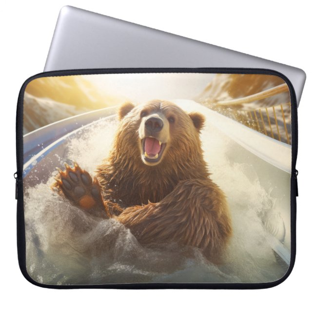 Capa Para Notebook Tempo Feliz do Bear Animal Divertido Água Diversão (Frente)