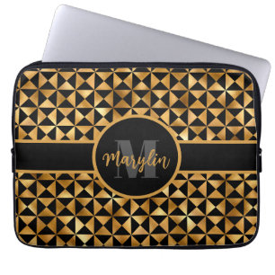 CAPA PARA NOTEBOOK TENDÊNCIA ELEGANTE NEGRA E DOURADA