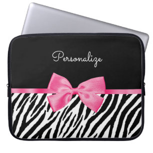 Capa Para Notebook Tendência Zebra Impressão Quente-Rosa Arco e Nome