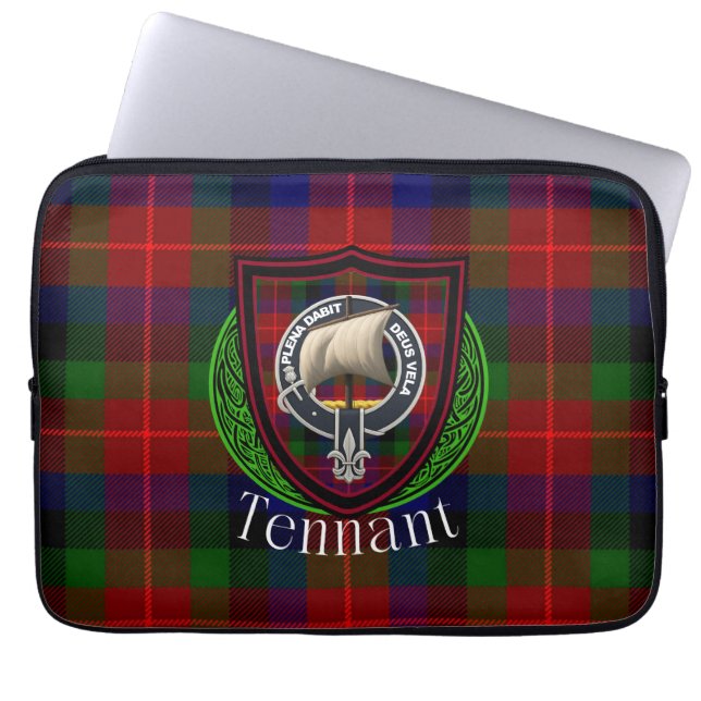 Capa Para Notebook Tennant Scottish Clan Tartan and Crest  (Frente)