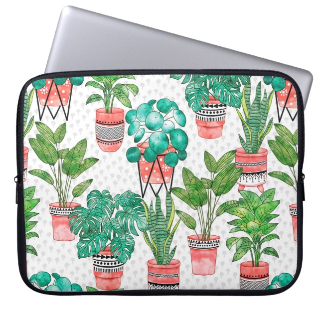Capa Para Notebook Terra cotta Potes Plantas aquáticas sem costura  (Frente)