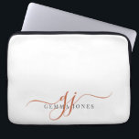 Capa Para Notebook Terracotta Script Monogramas Iniciais Minimalistas<br><div class="desc">Um script na moda terracotta moderno de chic monograma em branco,  com um roteiro inicial dramático com pinceladas e seu nome de cheio em um tipo de serifa moderno.</div>