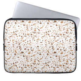 Capa Para Notebook Terrazzo Marrom e Bege e Branco