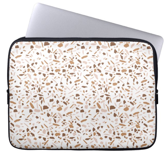 Capa Para Notebook Terrazzo Marrom e Bege e Branco (Frente)