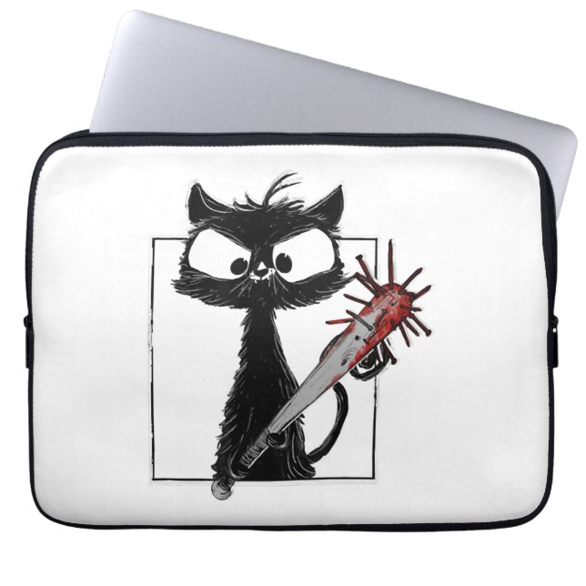 Capa Para Notebook Terror de Beisebol Gato Preto Halloween (Frente)
