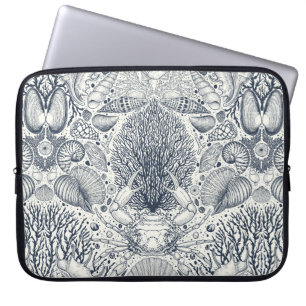 Capa Para Notebook Tesouros de praia, conchas marinhas, caranguejo, c