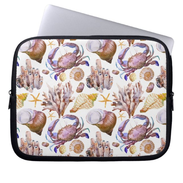 Capa Para Notebook Teste padrão 4 da vida marinha da aguarela (Frente)