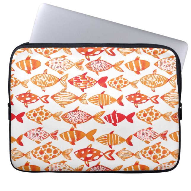 Capa Para Notebook Teste padrão alaranjado brilhante dos peixes da (Frente)