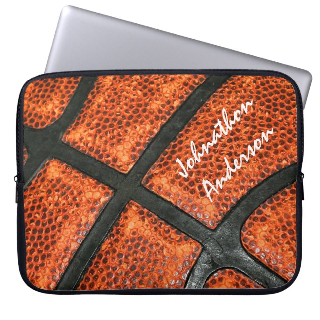 Capa Para Notebook Teste padrão alaranjado e preto do basquetebol com (Frente)