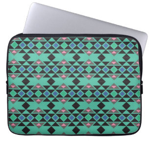 Capa Para Notebook Teste padrão asteca tribal geométrico da cerceta