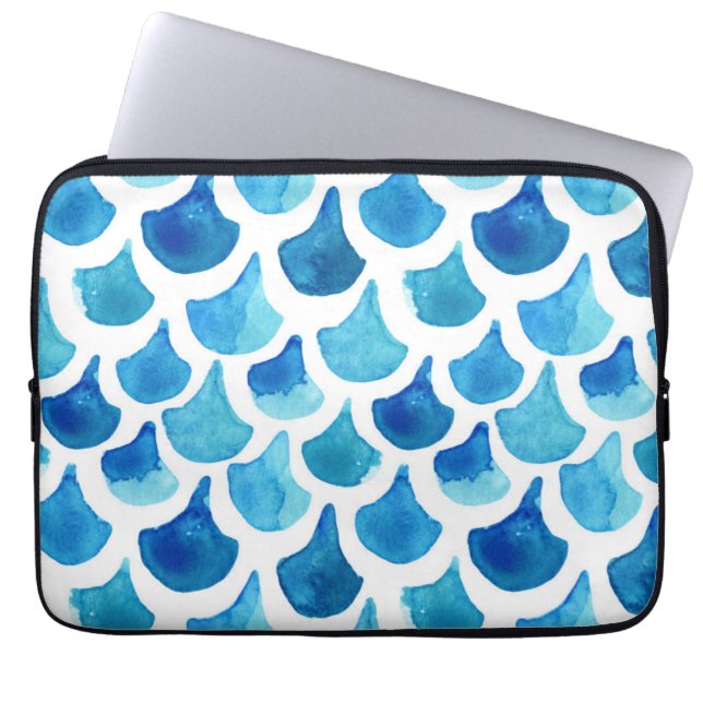 Capa Para Notebook Teste padrão azul da escala da aguarela (Frente)