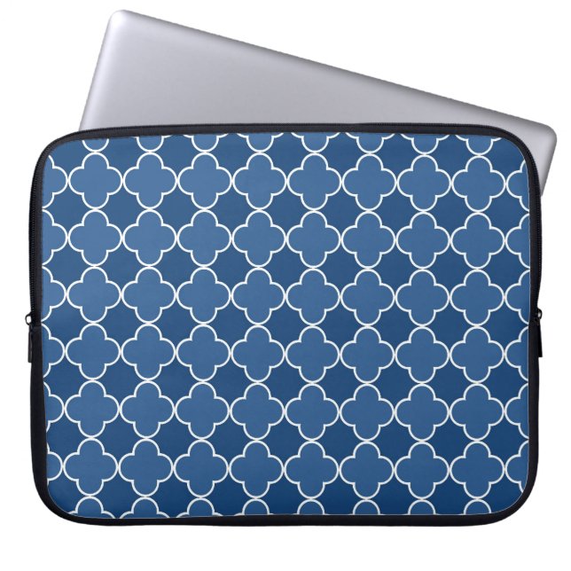 Capa Para Notebook Teste padrão azul de Quatrefoil do laptop (Frente)