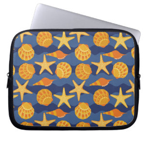 Capa Para Notebook Teste padrão azul e alaranjado do Seashell