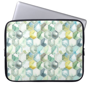 Capa Para Notebook Teste padrão azul & verde de Honycomb do Aquarell