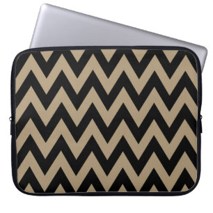 Capa Para Notebook Teste padrão bege preto de Chevron