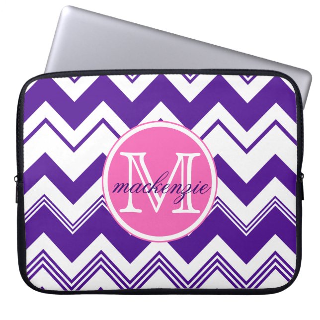 Capa Para Notebook Teste padrão branco roxo conhecido de Chevron do (Frente)