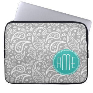 Capa Para Notebook Teste padrão cinzento floral chique de Paisley &