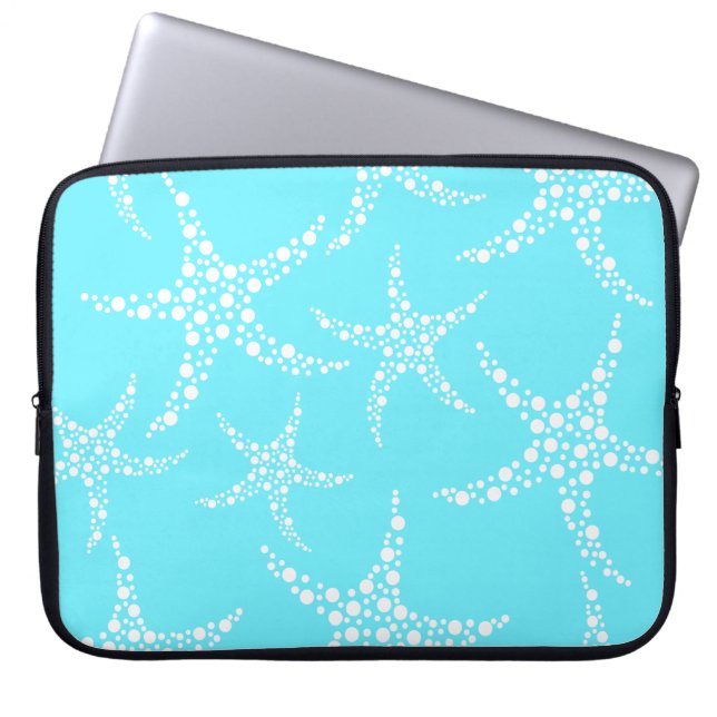 Capa Para Notebook Teste padrão da estrela do mar na turquesa e no (Frente)