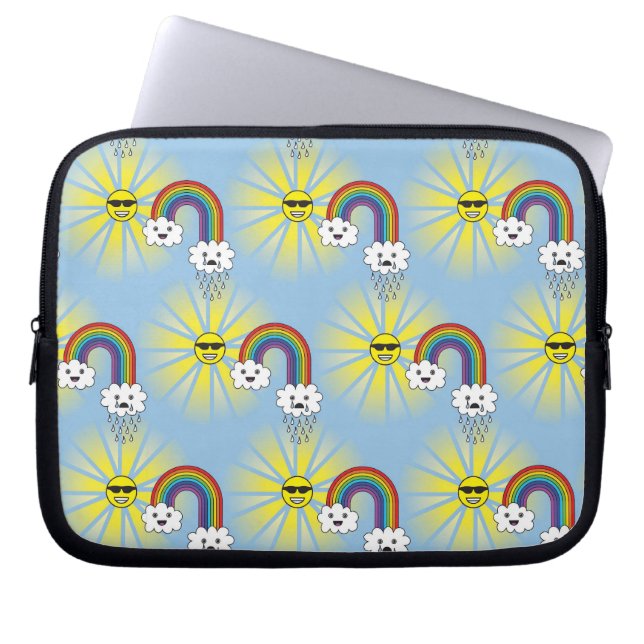 Capa Para Notebook Teste padrão da nuvem e do arco-íris de Kawaii Sun (Frente)