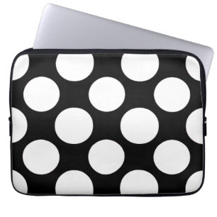 Capa Para Notebook Teste padrão de bolinhas branco preto moderno