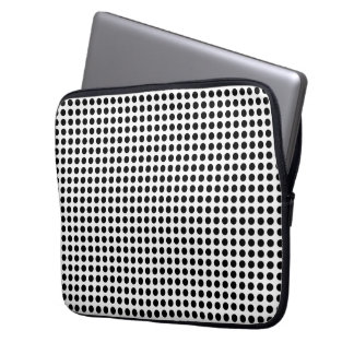 Capa Para Notebook Teste padrão de bolinhas preto e branco clássico