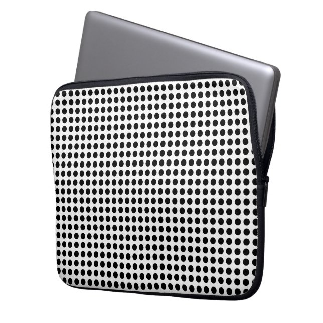 Capa Para Notebook Teste padrão de bolinhas preto e branco clássico (Frente Esquerda)