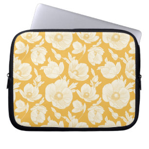 Capa Para Notebook Teste padrão de flor dourado