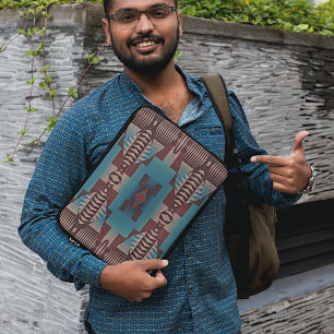 Capa Para Notebook Teste padrão de mosaico tribal vermelho escuro