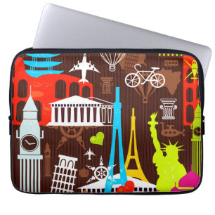 Capa Para Notebook Teste padrão de néon do viagem do mundo